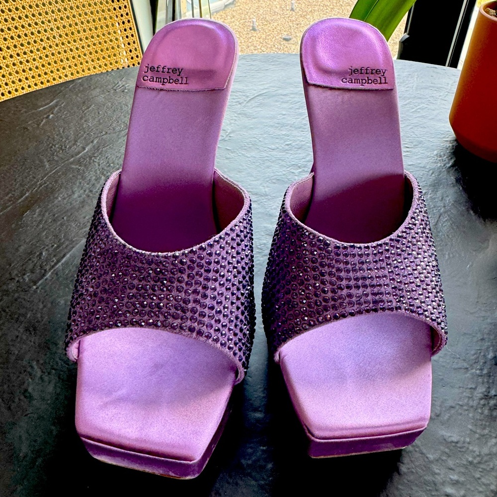 Free people, Luna jewel platform, sandal, mule satin size 9